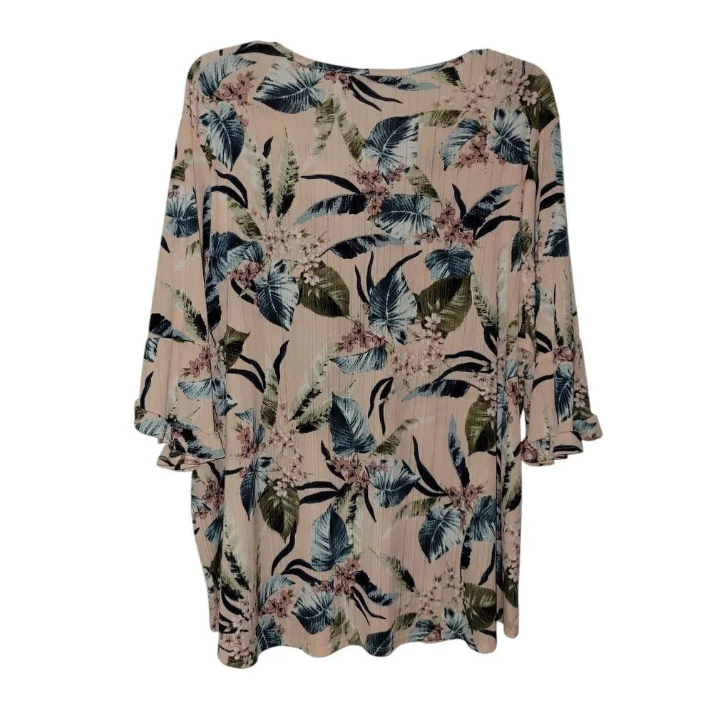 Pink and Blue Relaxed Ruffled Blouse